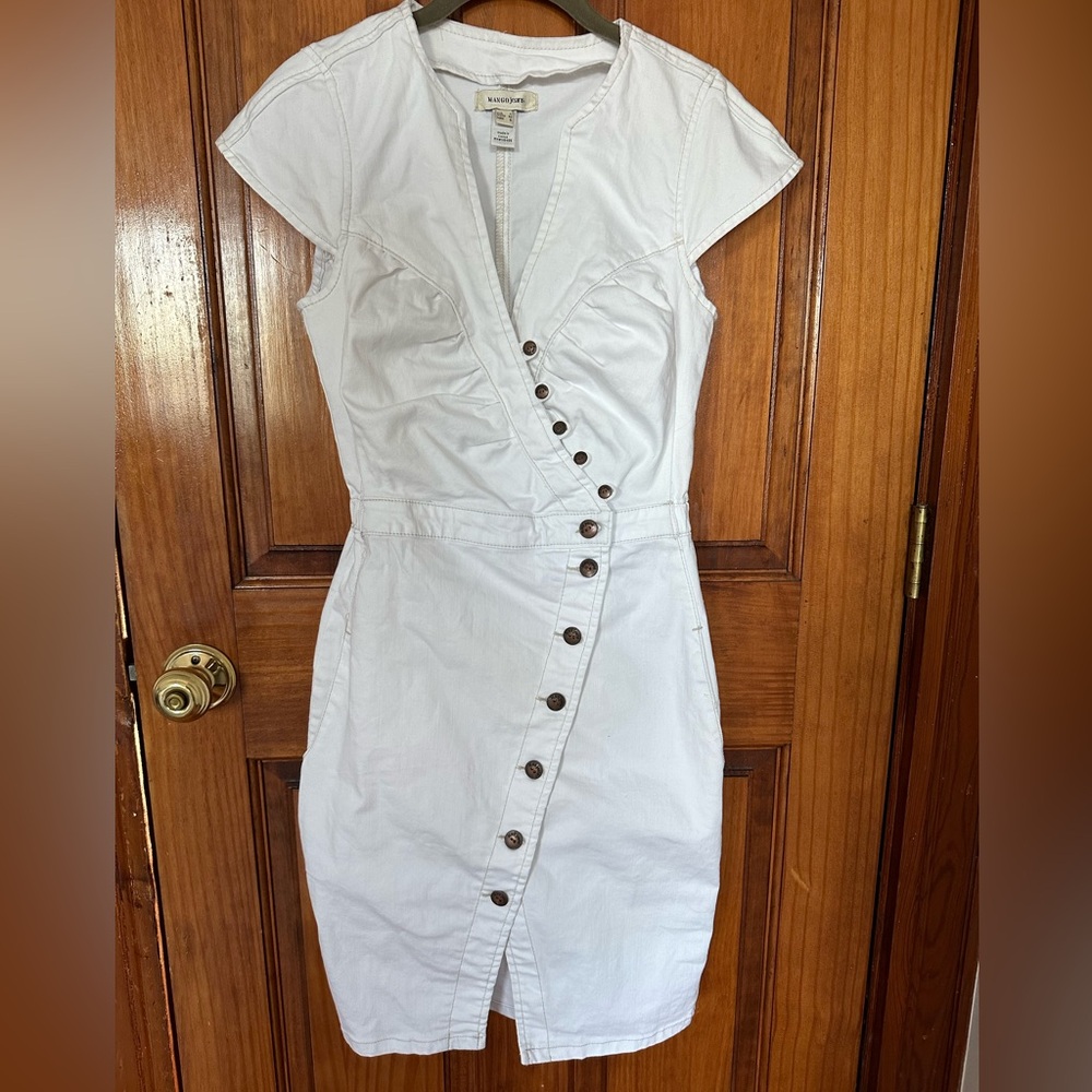 Mango White Denim Dress in Size M